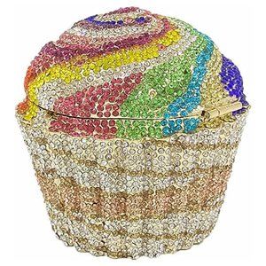 NWT Sparkling Bling Swarovski Crystal Rhinestone Cupcake Clutch Purse Ba…